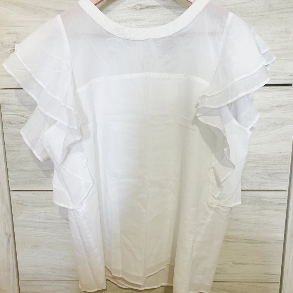 Loft white blouse with winged sleeves size L